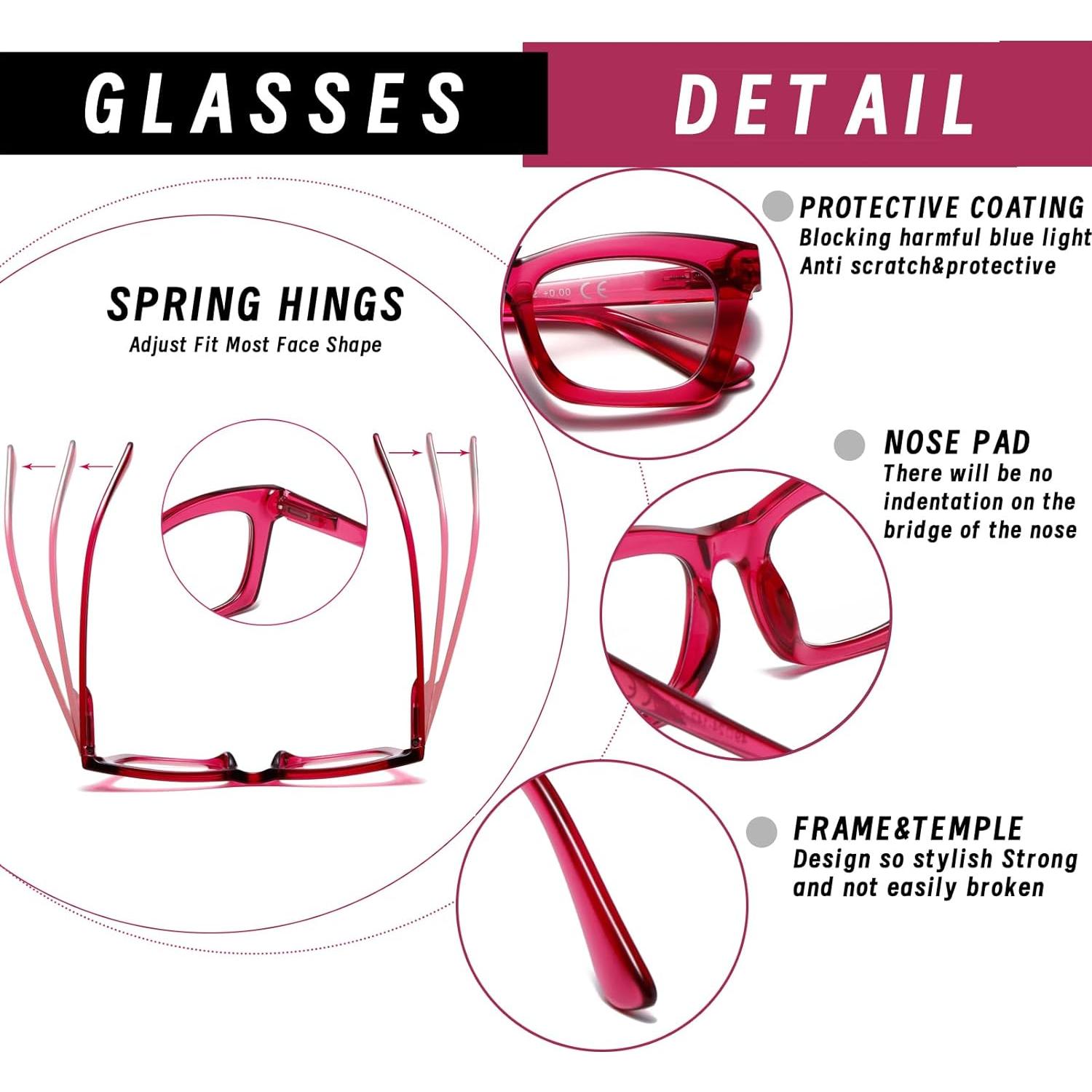 Gafas de Lectura Hubeye Estilo Oprah +2.5 Dioptrías Luz Azul