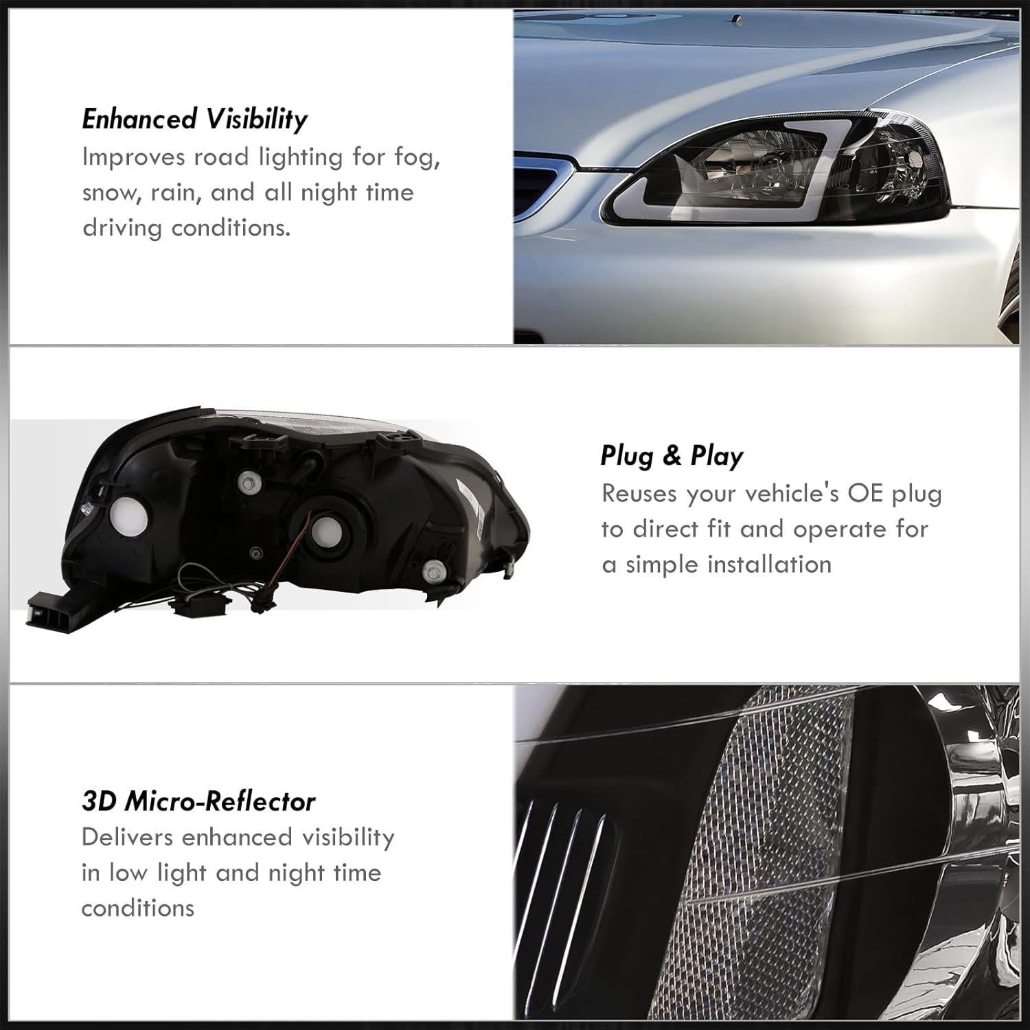 Faros LED DRL AJP Distribuidores para Honda Civic 1999-2000