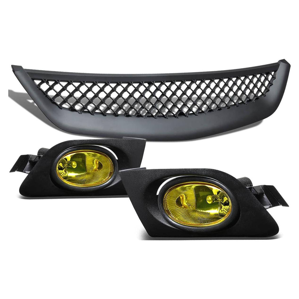 Paquete Parrilla Delantera Auto Dynasty con Luces Niebla Ámbar Honda Civic 2001-2003