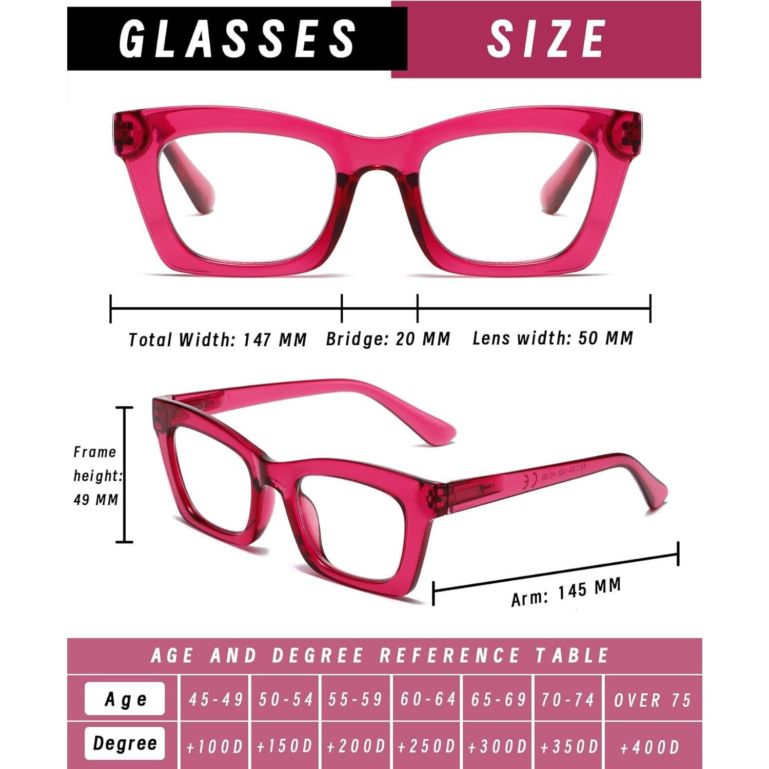 Gafas de Lectura Hubeye Estilo Oprah con Bloqueo Luz Azul +2.75