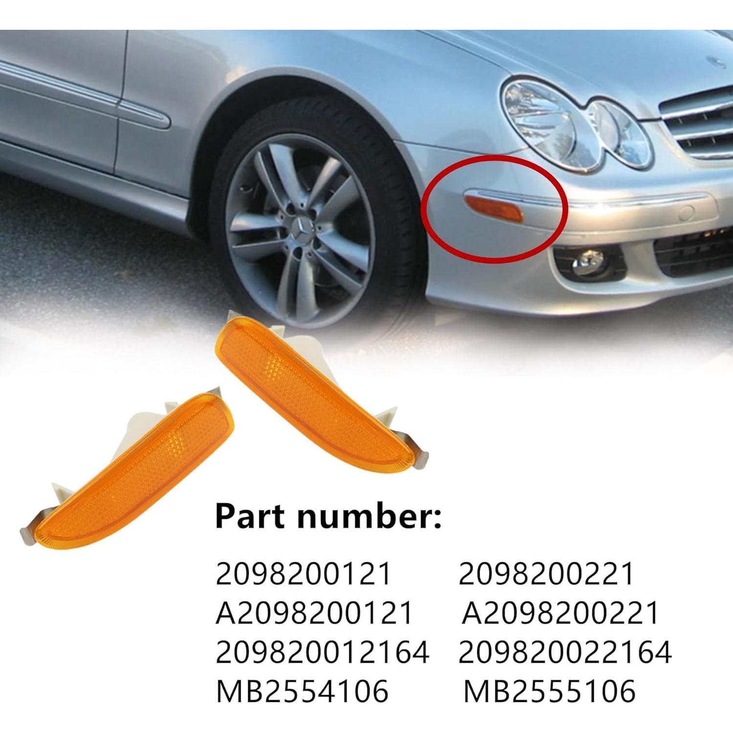 Lámpara de Marcador Lateral AOUTTUOA 2Pcs Amarillo Compatible Mercedes