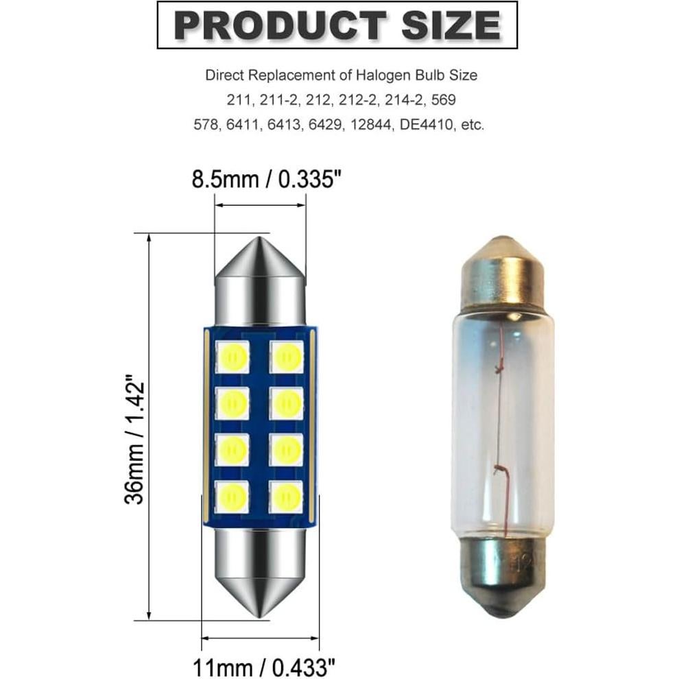 Bombillas LED DODOFUN 12V 36MM 6000K Luz Interior Coche
