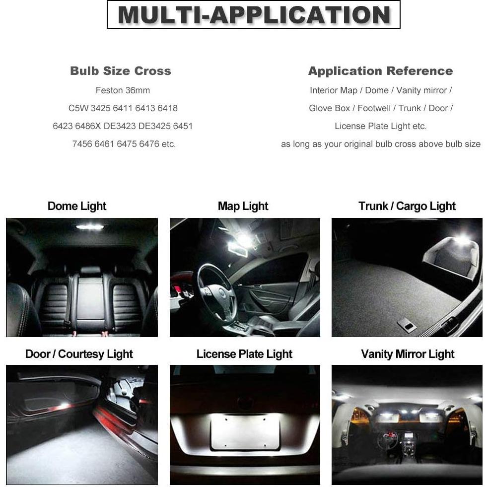 Bombillas LED DODOFUN 12V 36MM 6000K Luz Interior Coche