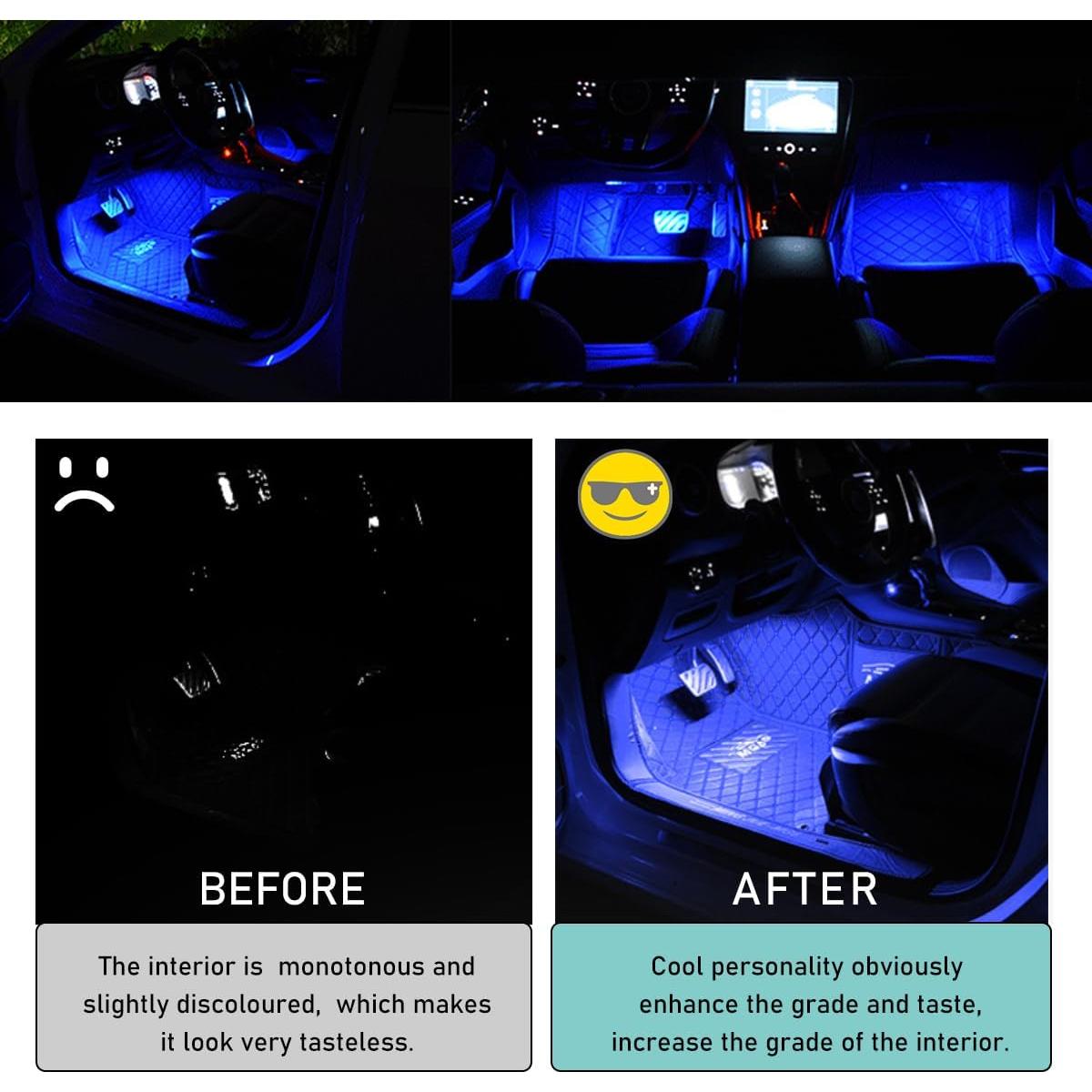 Tira de Luz LED para Auto Yourkar Azul 24 LEDs USB Impermeable