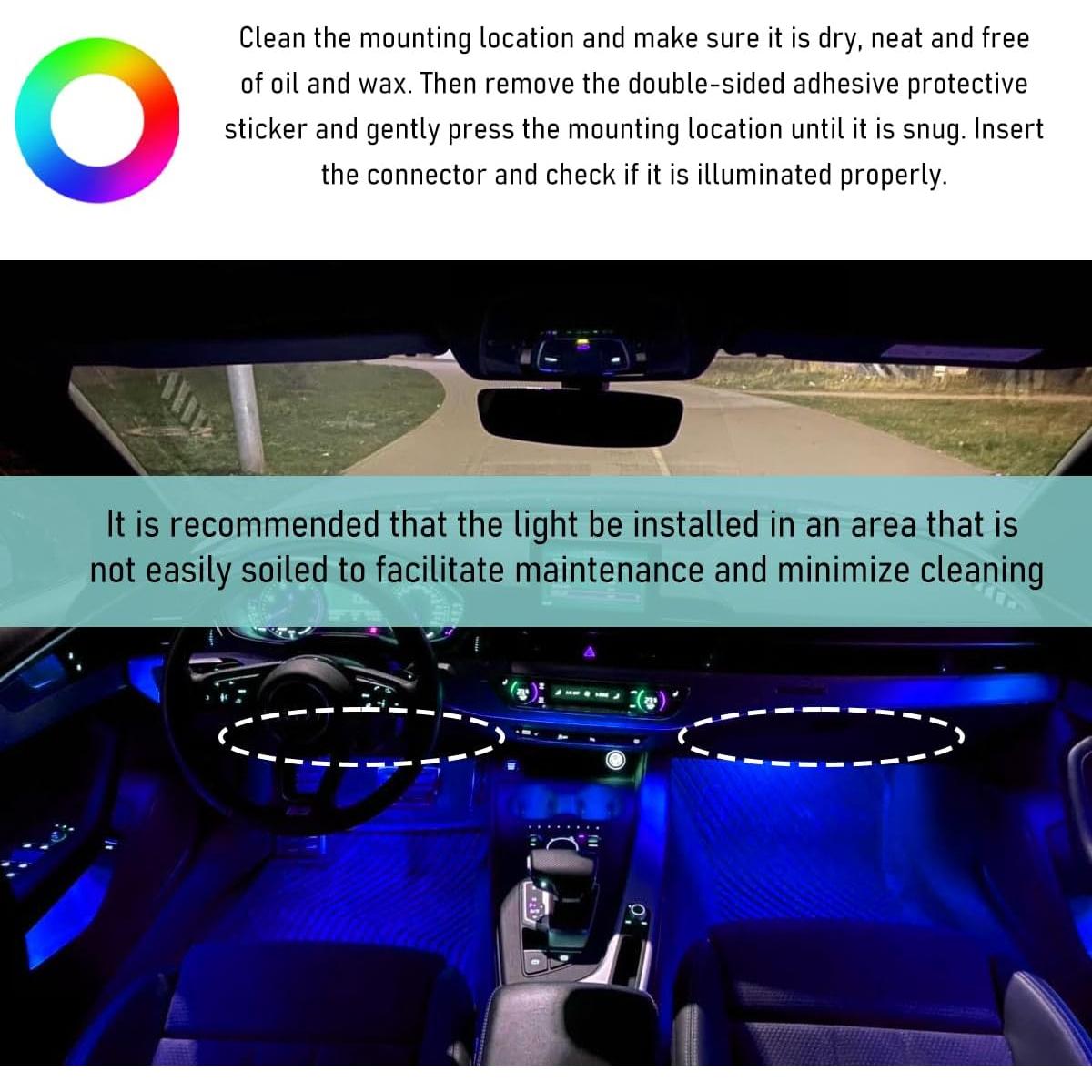 Tira de Luz LED para Auto Yourkar Azul 24 LEDs USB Impermeable