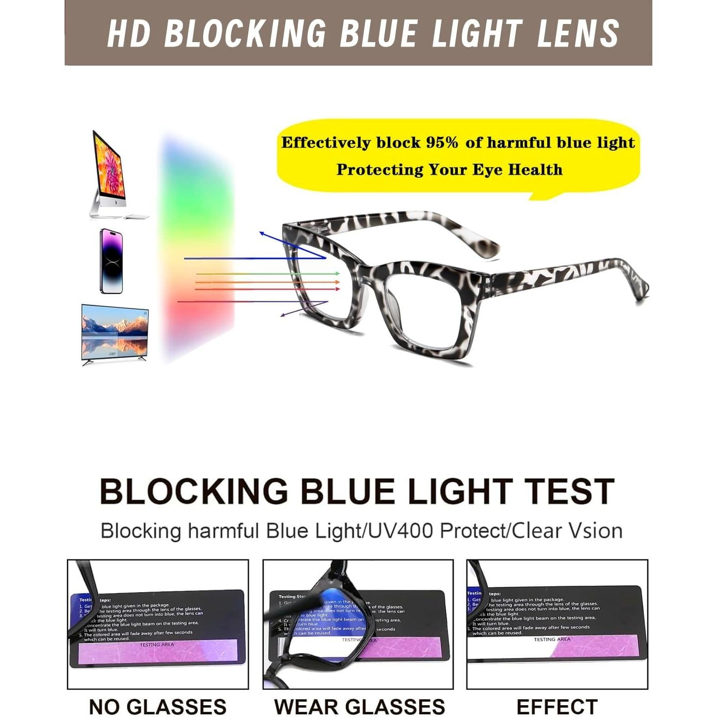 Gafas de lectura Hubeye 3 Pack con bloqueo luz azul +1.25