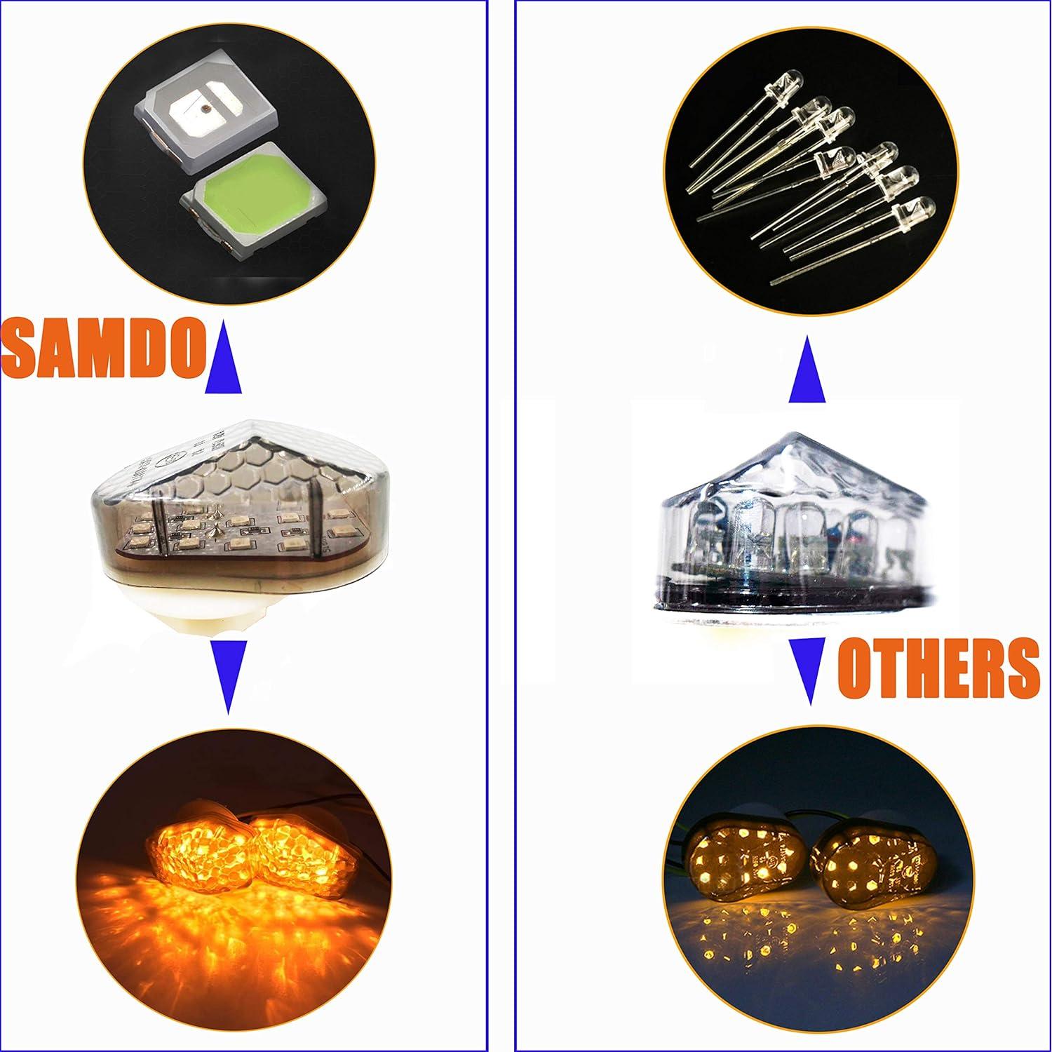 Indicadores LED Ahumados SAMDO para Motocicleta 12V - 2 Piezas