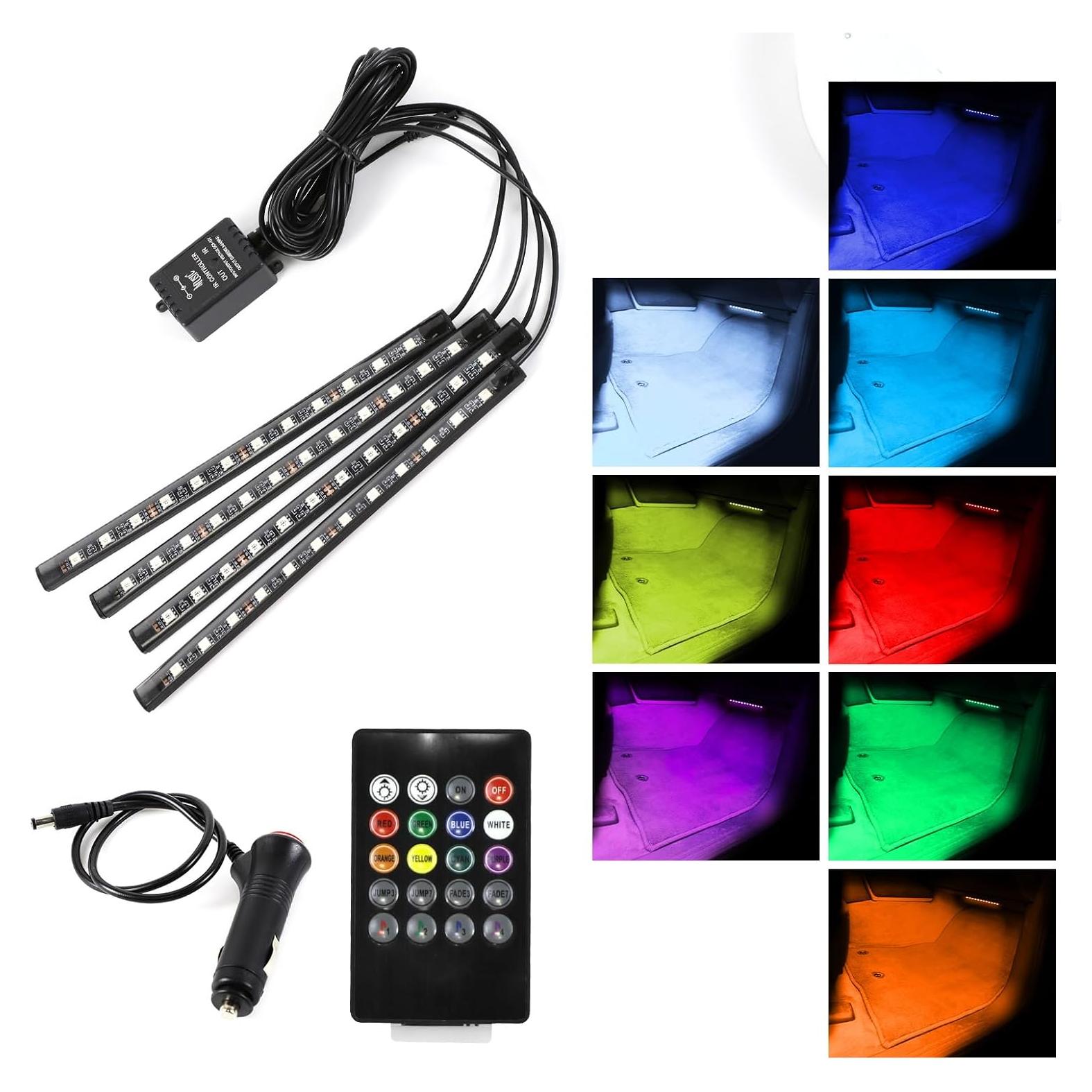 Luces LED de Interior para Auto Ongfuwu 48 LED RGB Control Remoto