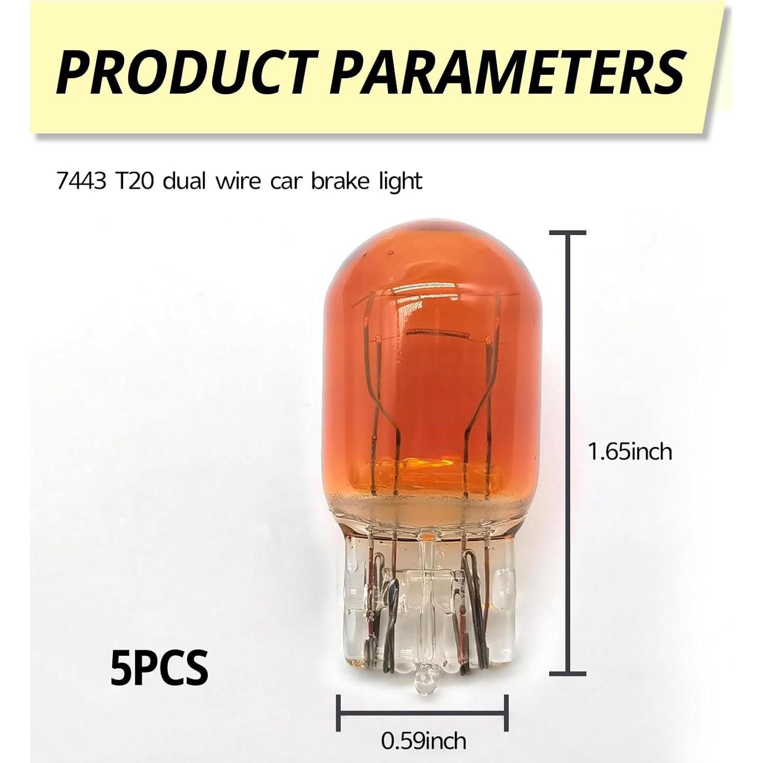 Paquete de 5 bombillas T20 Merdege 12V 21/5W Amarillo