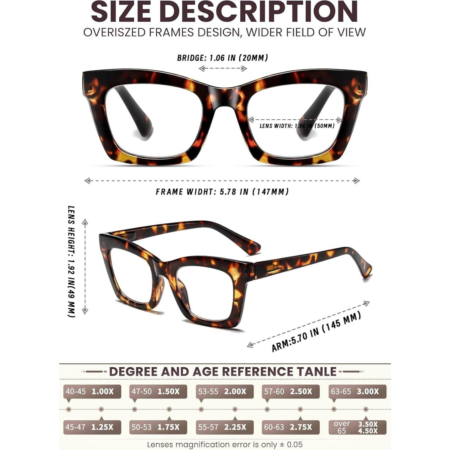 Gafas de Lectura Hubeye Estilo Oprah 2.0 Dioptrías Bloqueo Luz Azul