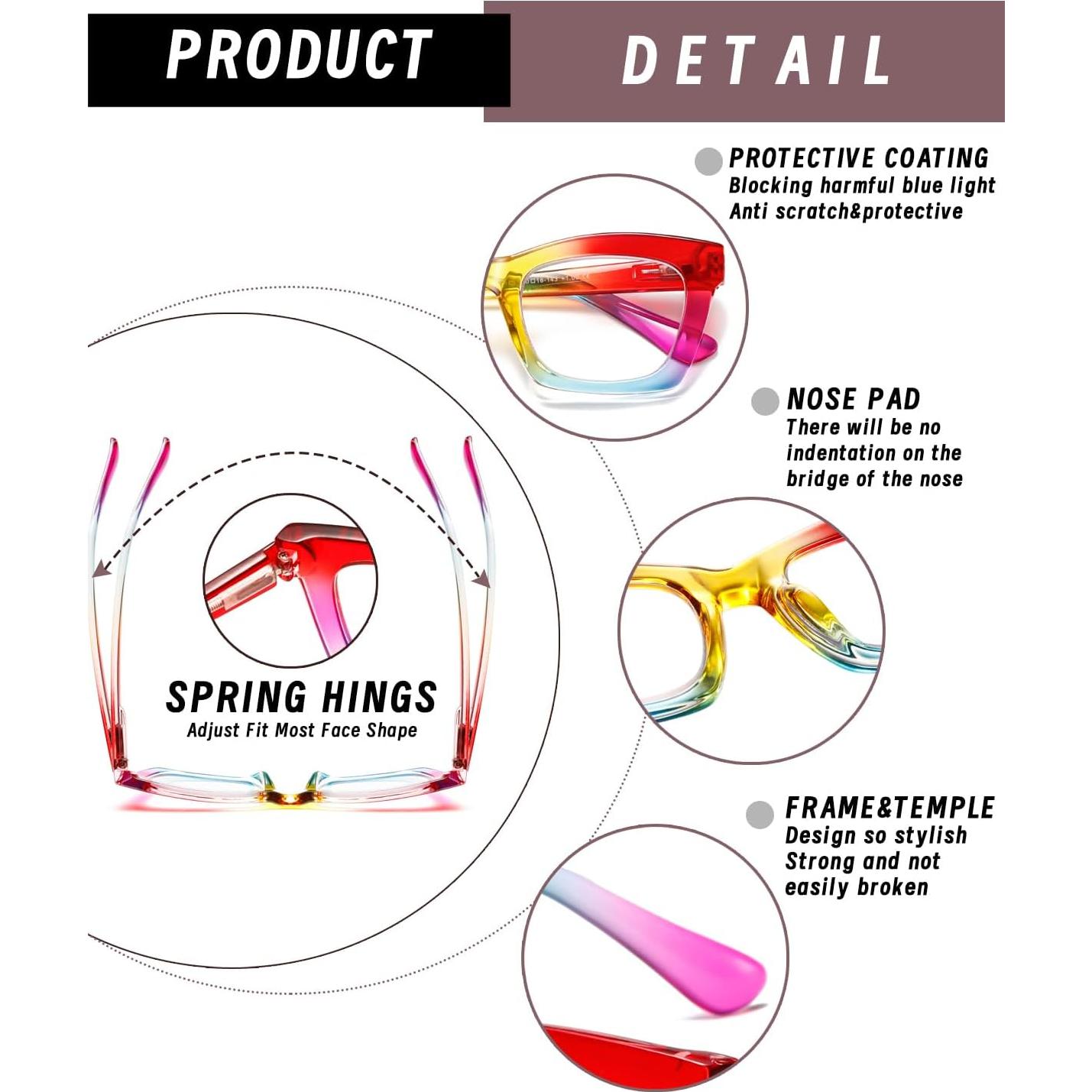 Gafas de Lectura Hubeye Estilo Oprah +2.25 Bloqueo Luz Azul