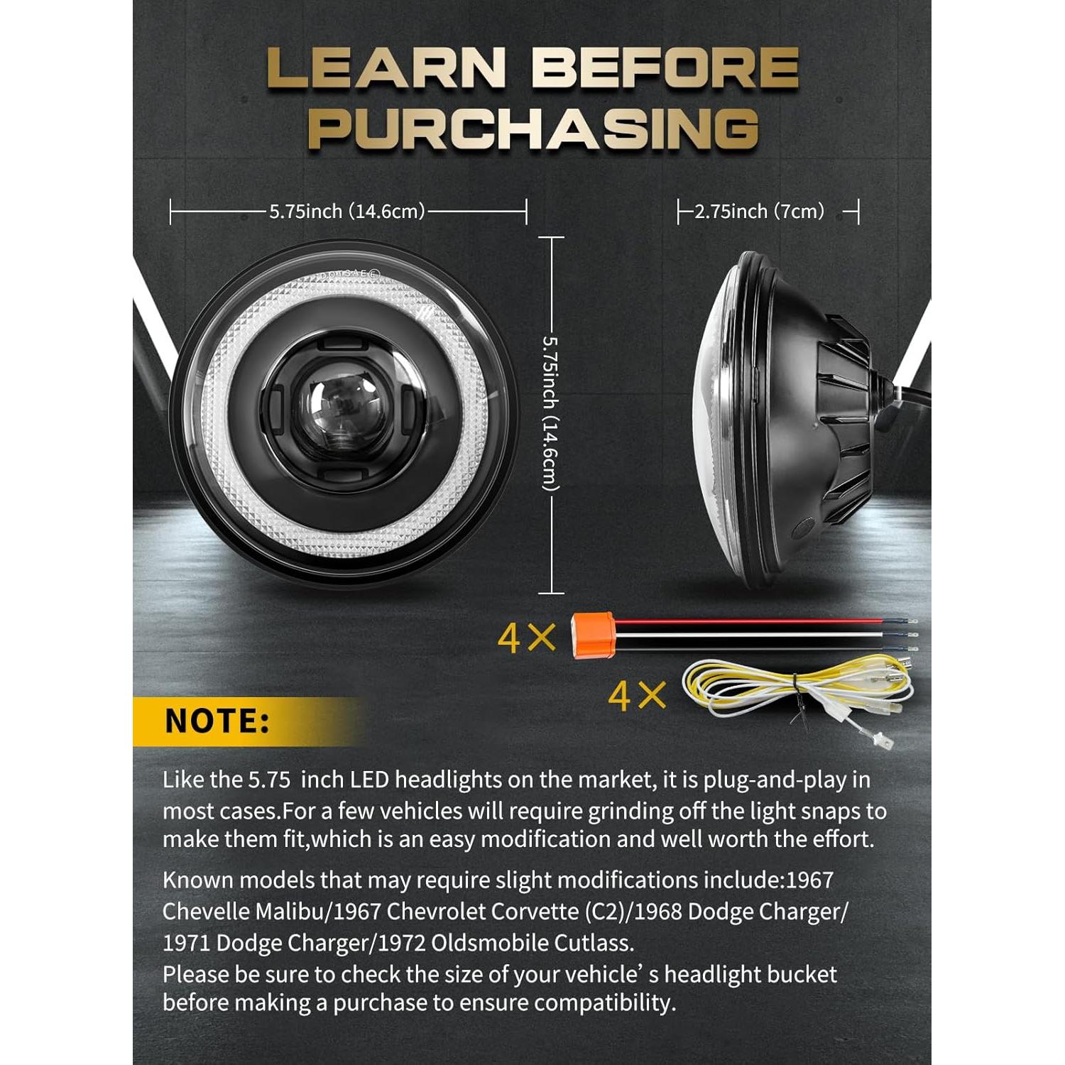 Faros LED 5.75" VI9000 Antideslumbrantes para Chevy