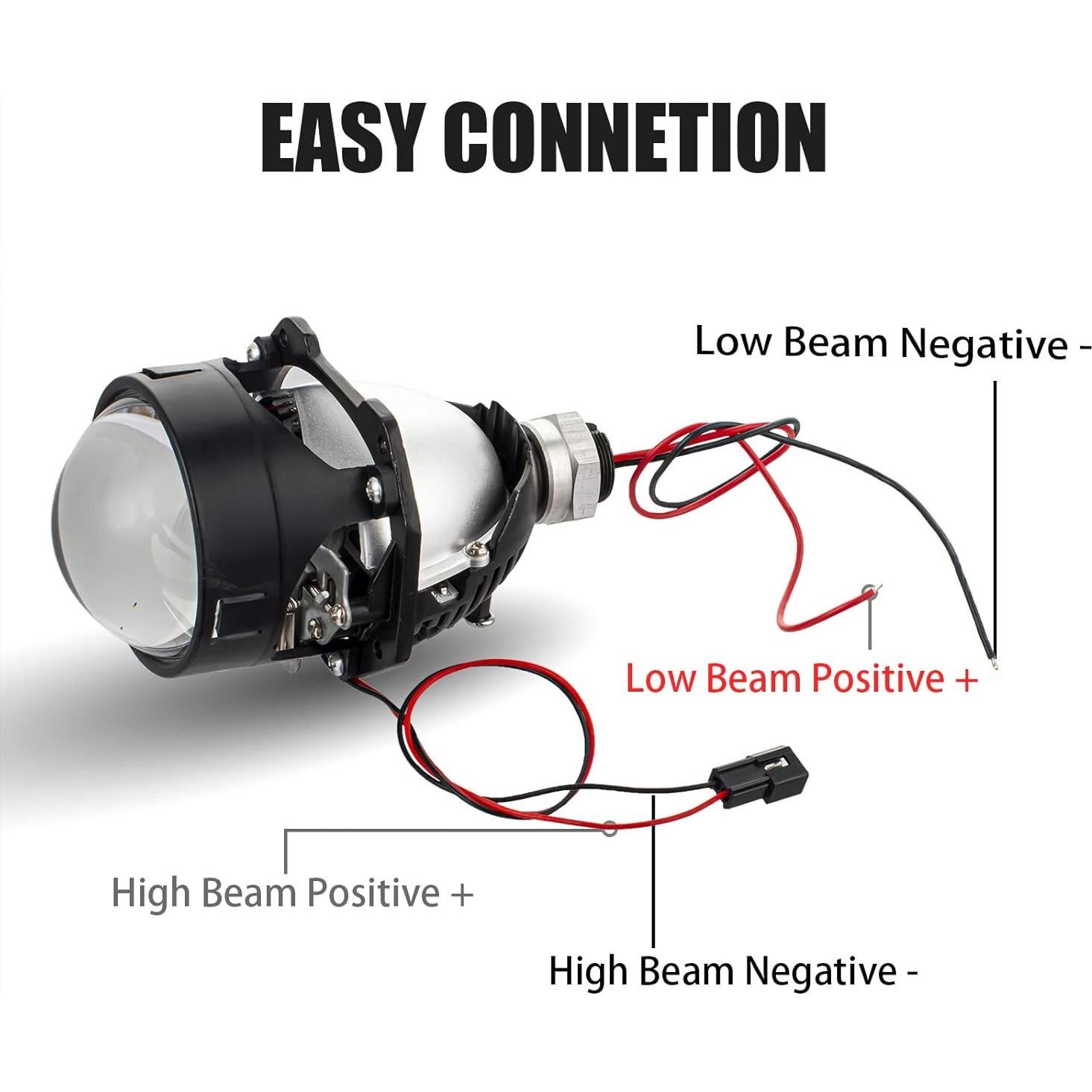 Lente de Proyector HDYEGIOU 3.0" con Ojos de Ángel Amarillos