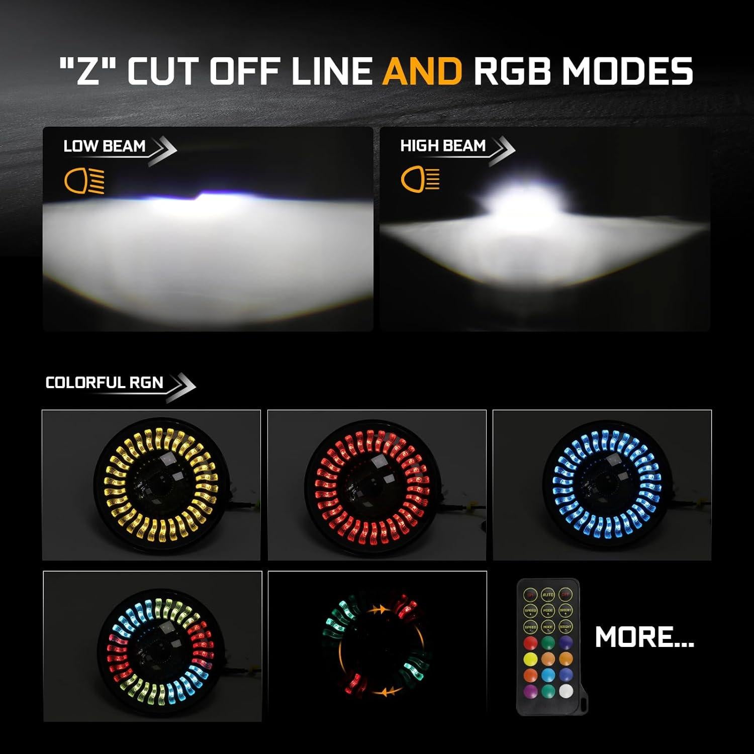 Faro LED BraveWAY 7" RGB para Motocicleta, Impermeable