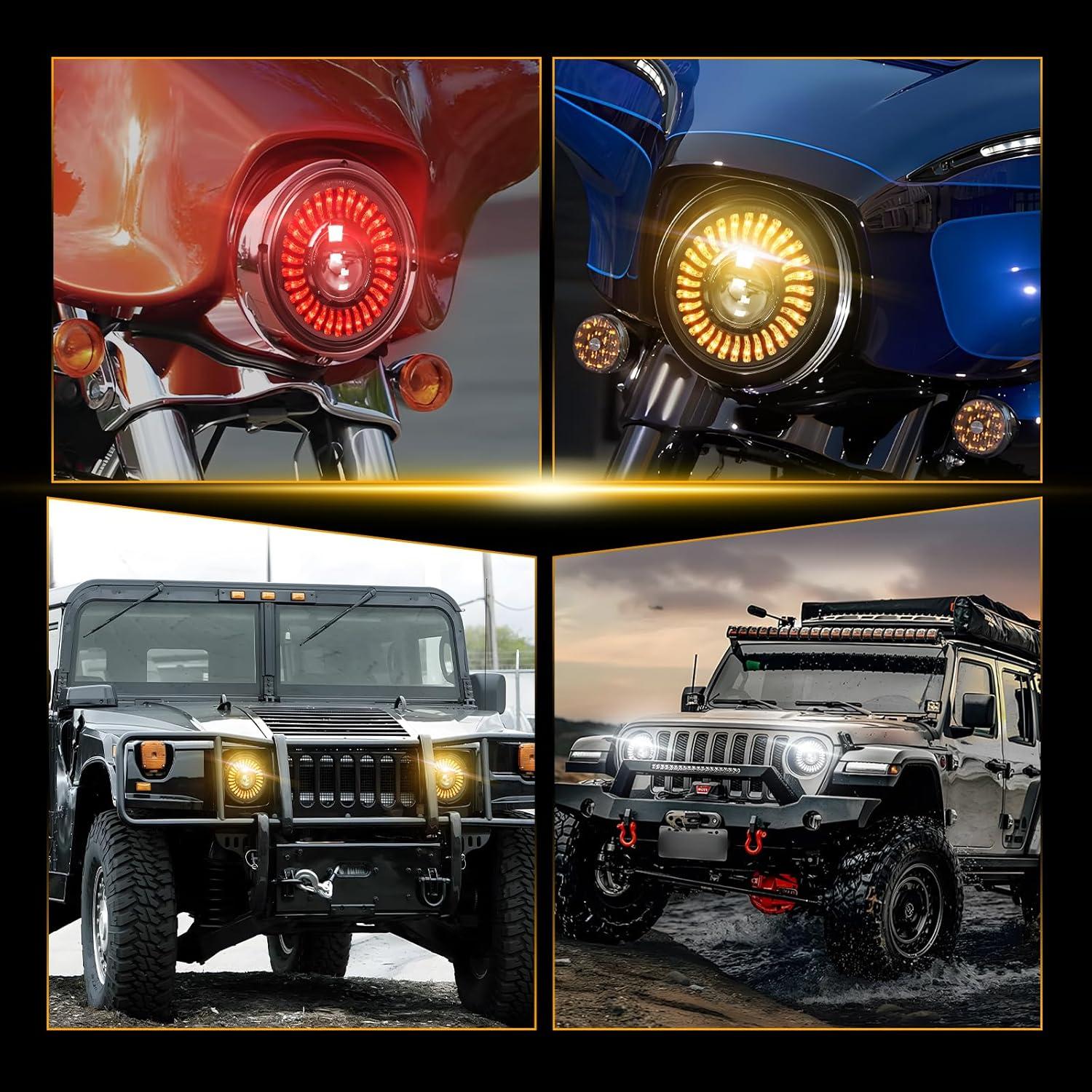 Faro LED BraveWAY 7" RGB para Motocicleta, Impermeable