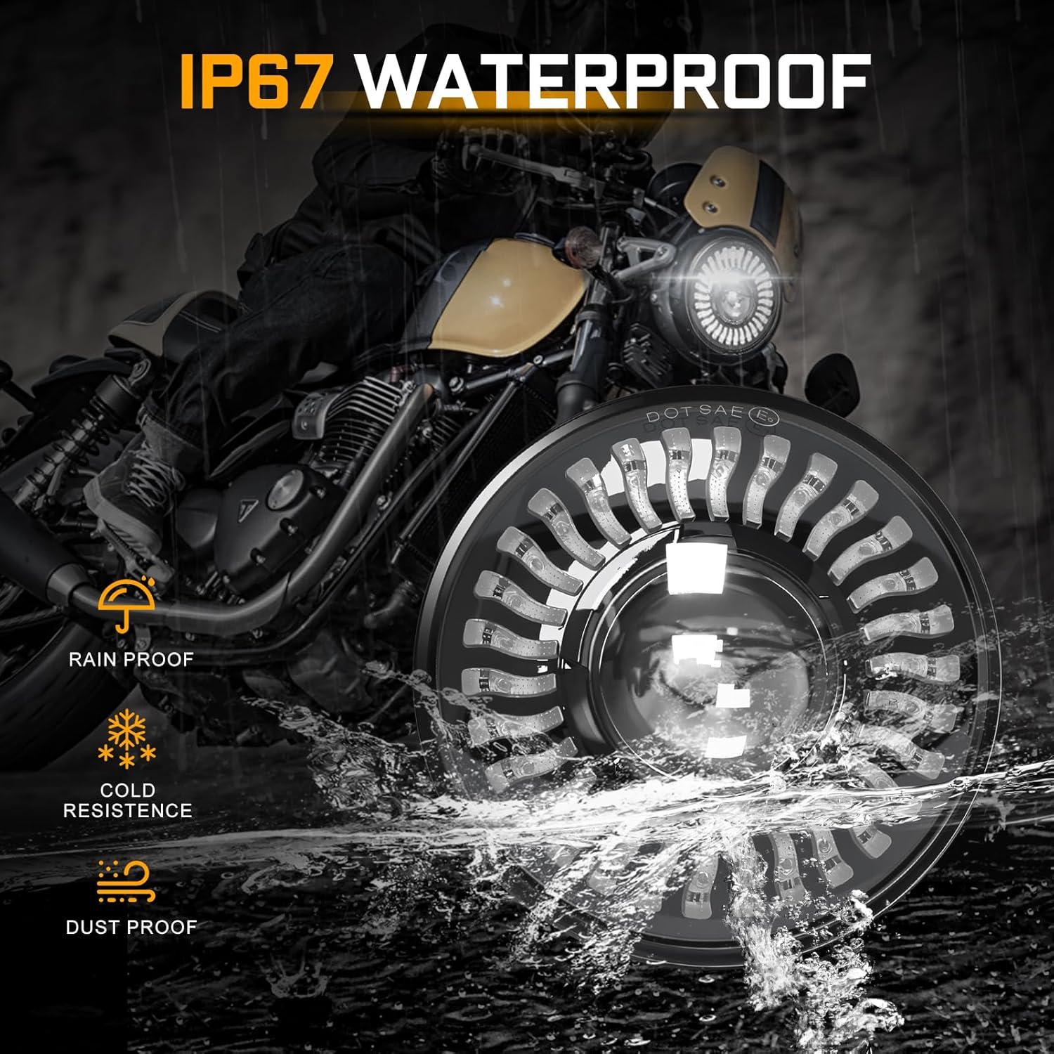 Faro LED BraveWAY 7" RGB para Motocicleta, Impermeable