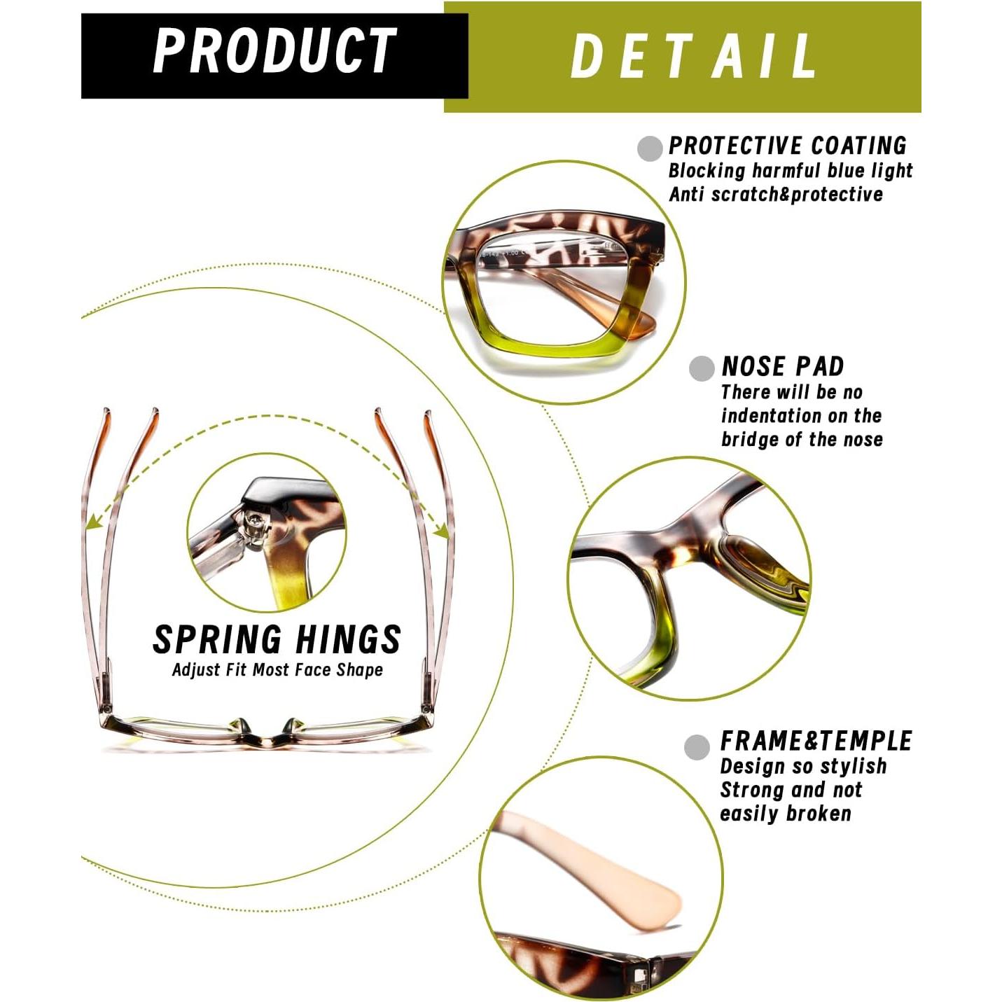 Gafas de lectura Hubeye 3 Pack +1.75 con bloqueo luz azul