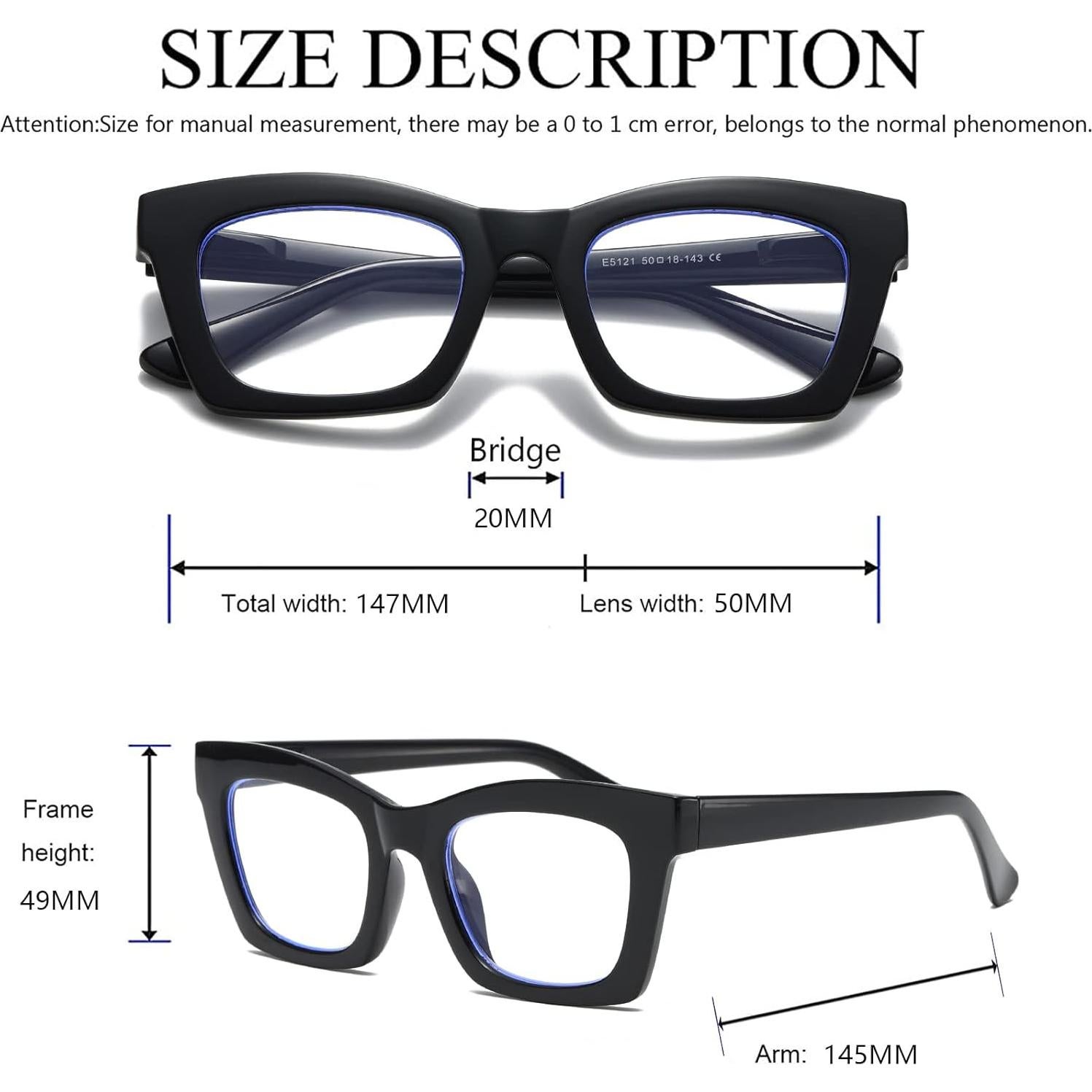 Gafas de Lectura Hubeye 5 Pares Cuadradas Anti-Luz Azul