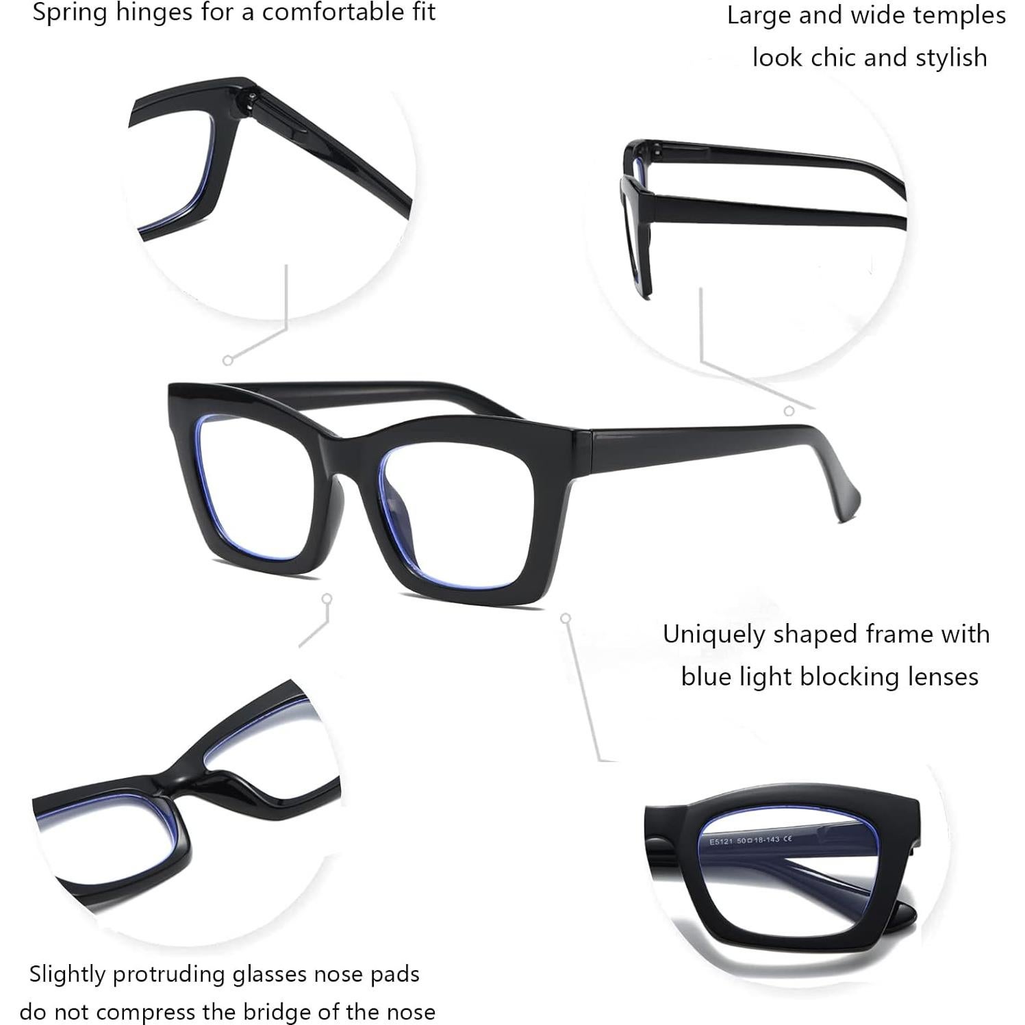 Gafas de Lectura Hubeye 5 Pares Cuadradas Anti-Luz Azul