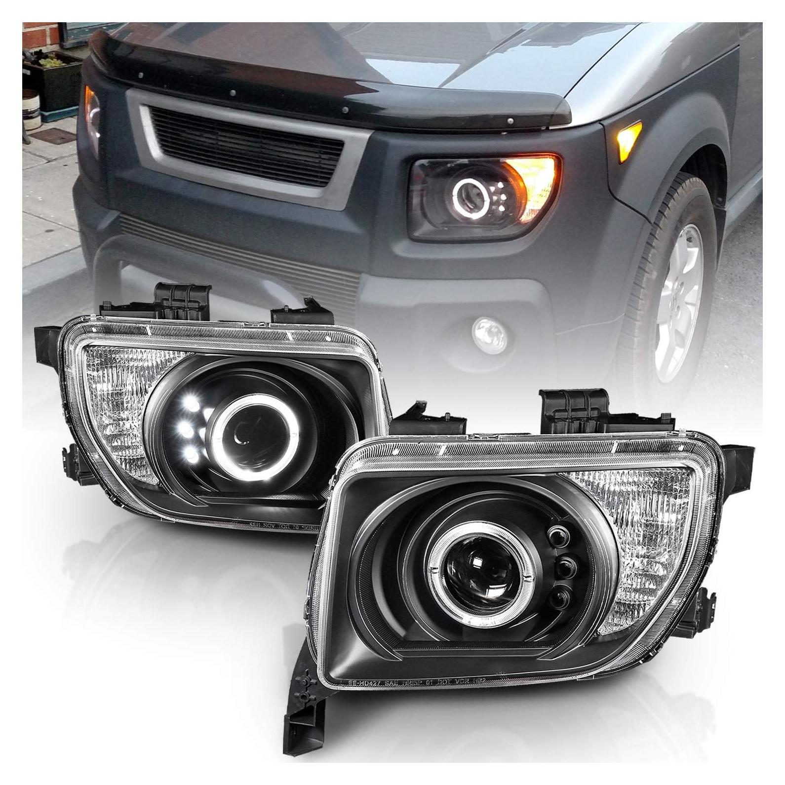 Faros Proyector AmeriLite Halo Negro para Honda Element 03-06