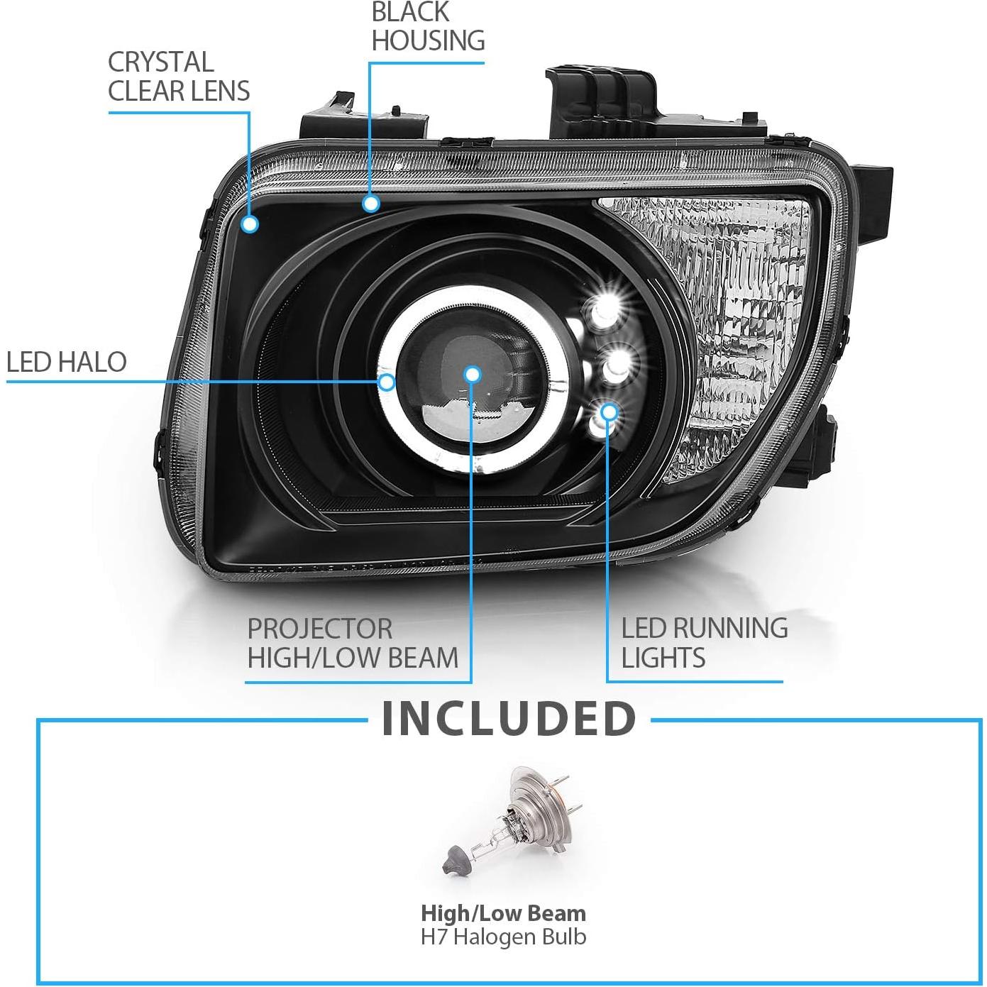 Faros Proyector AmeriLite Halo Negro para Honda Element 03-06