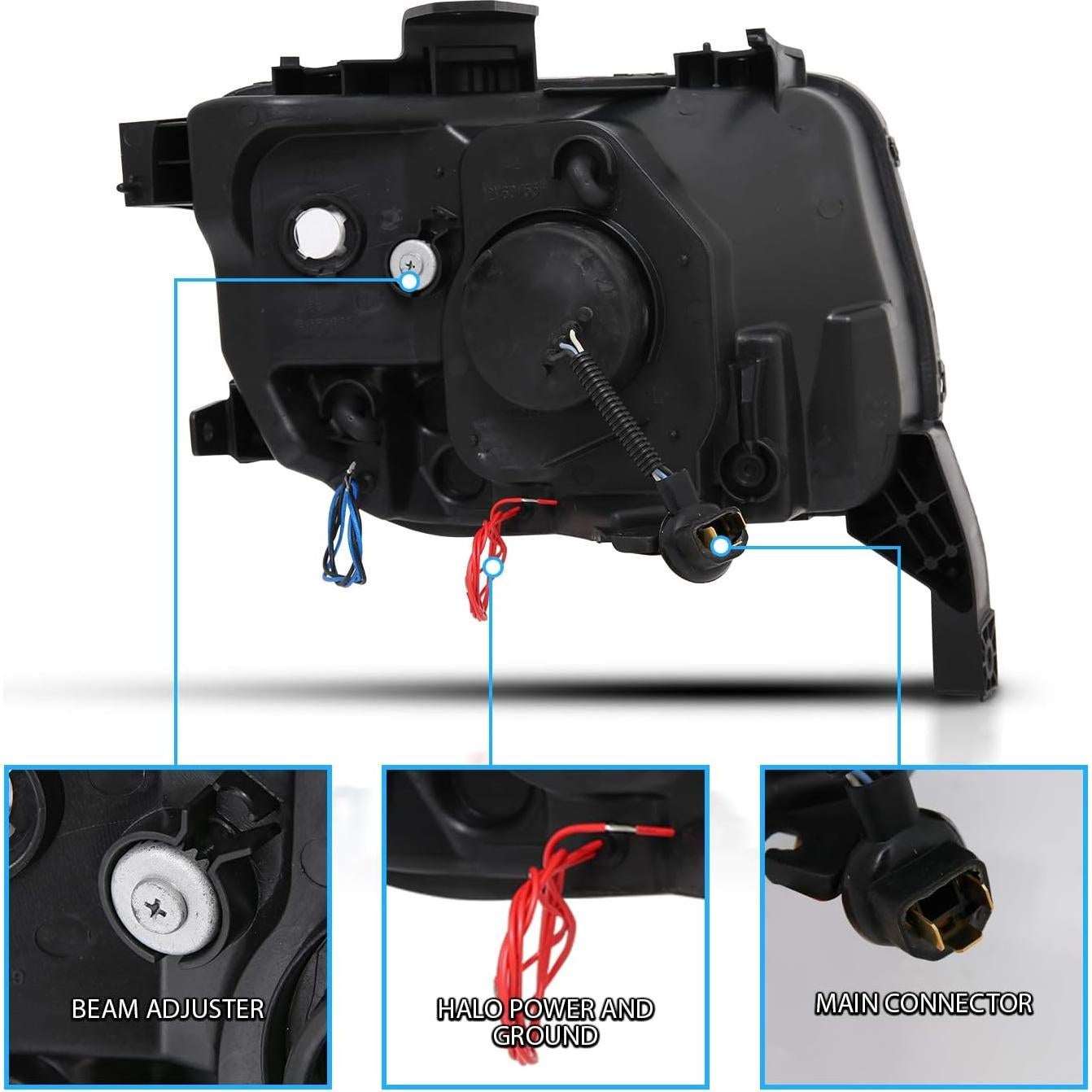 Faros Proyector AmeriLite Halo Negro para Honda Element 03-06