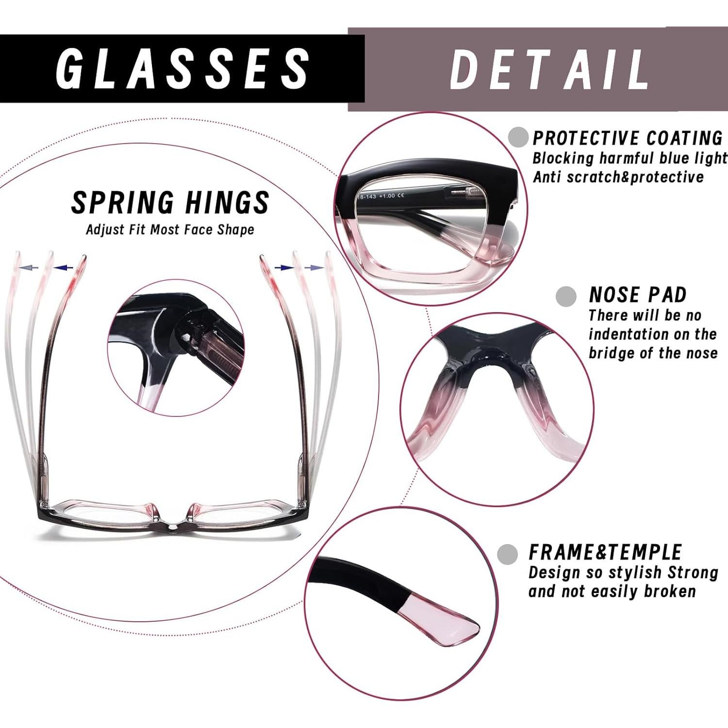 Gafas de Lectura Hubeye 2.25 con Bloqueo Luz Azul