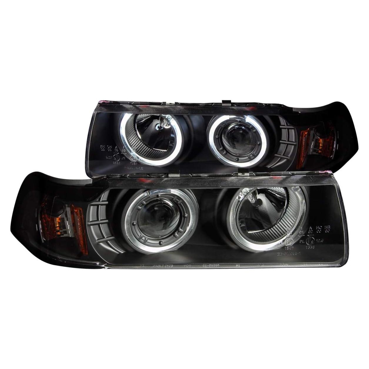 Faros Proyector Halo AnzoUSA 121325 para BMW E36 - Negro