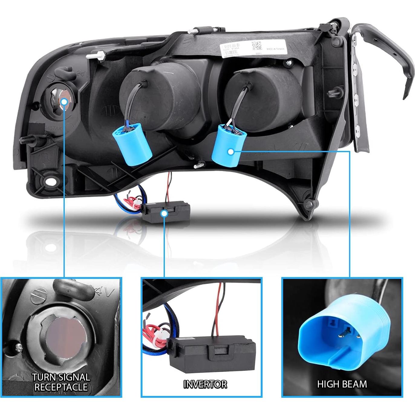 Juego de Faros Proyector Xtreme LED Halos AmeriLite 94-02 Ram