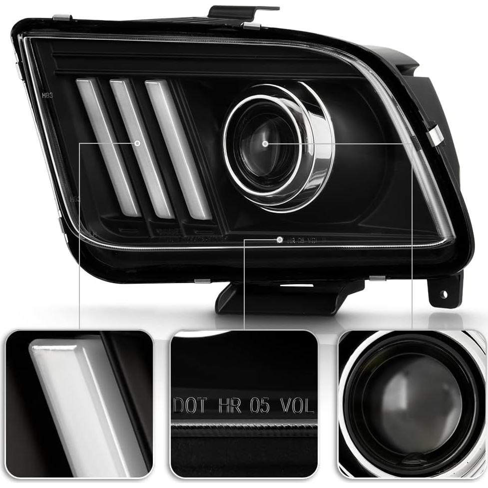 Faros Proyector LED ACANII para Ford Mustang 2005-2009 Negro