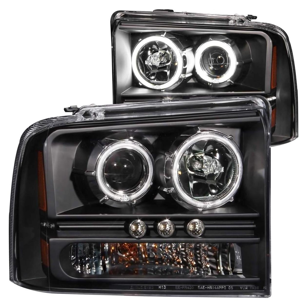 Faros Proyectores ANZO USA 111117 para Ford Negros con Halos