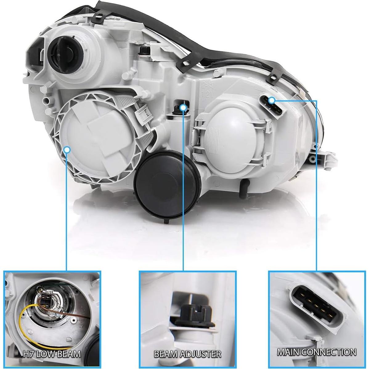 Conjunto de Faros Proyector Negro SPPC para Mercedes-Benz W203