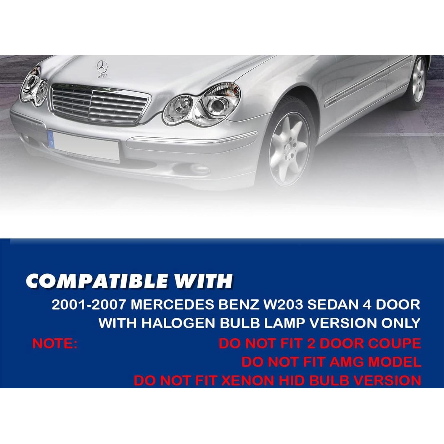 Conjunto de Faros Proyector Negro SPPC para Mercedes-Benz W203