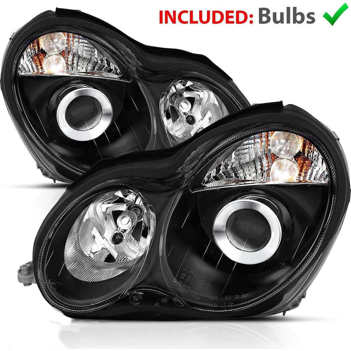 Conjunto de Faros Proyector Negro SPPC para Mercedes-Benz W203