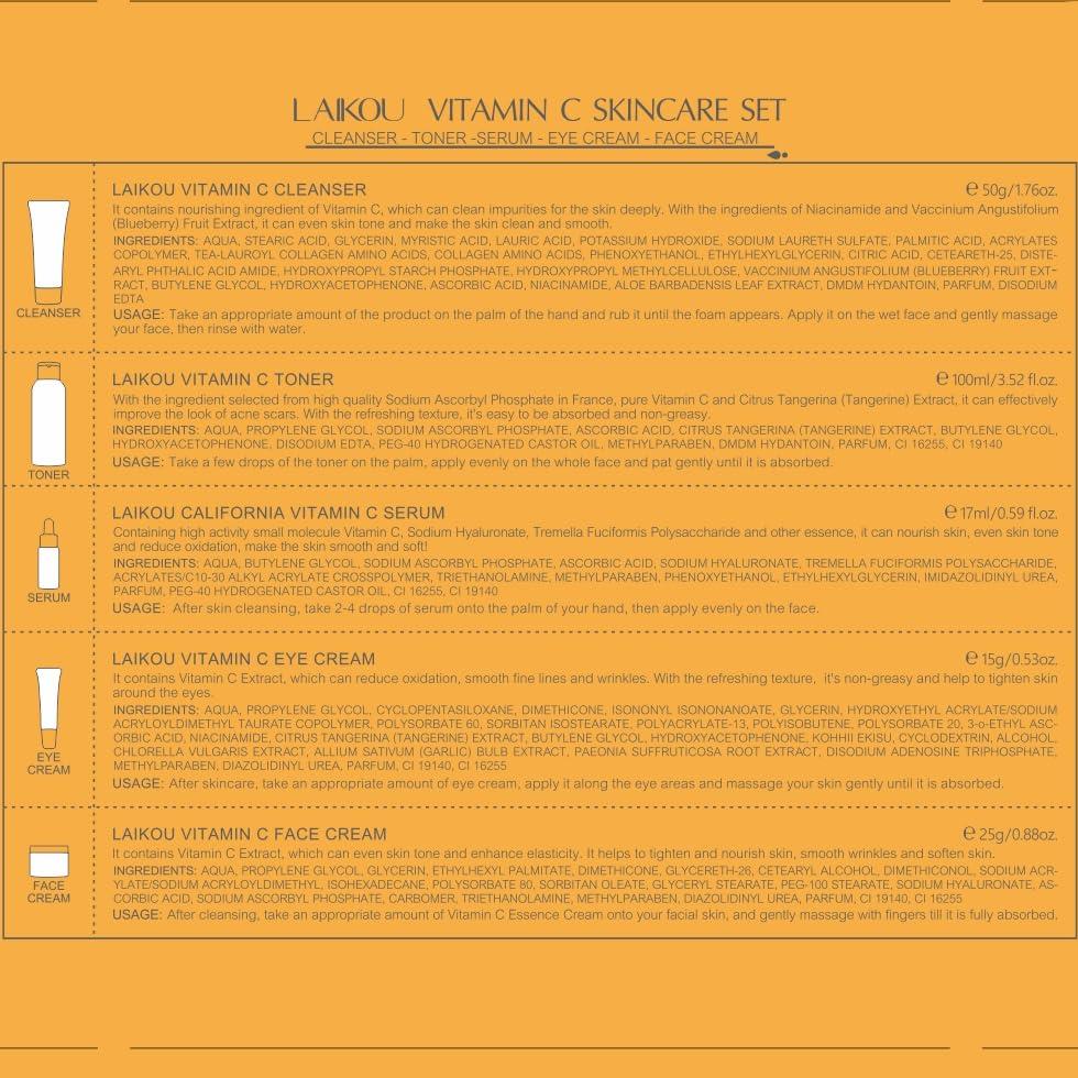 Kit de Cuidado Facial LAIKOU 5 Piezas Vitamina C