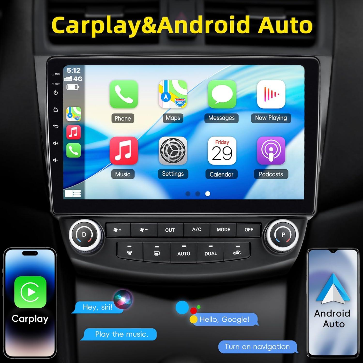 Estéreo de Radio Asenago para Honda Accord 7ª 2003-2007 con Carplay y Bluetooth