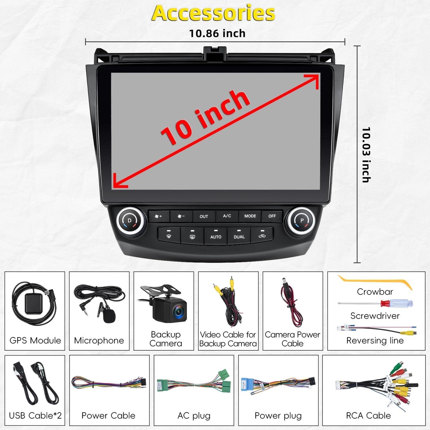 Estéreo de Radio Asenago para Honda Accord 7ª 2003-2007 con Carplay y Bluetooth