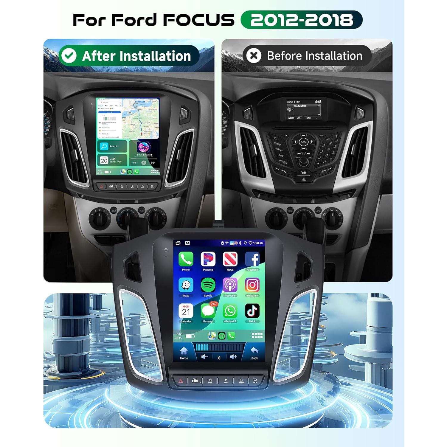 Estéreo de Coche Android 4G 64GB Podofo para Ford Focus 2012-2018