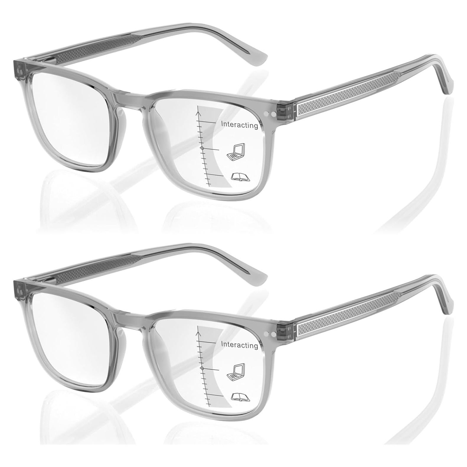 Gafas de lectura multifocal progresivas Metal Gris 2.75x
