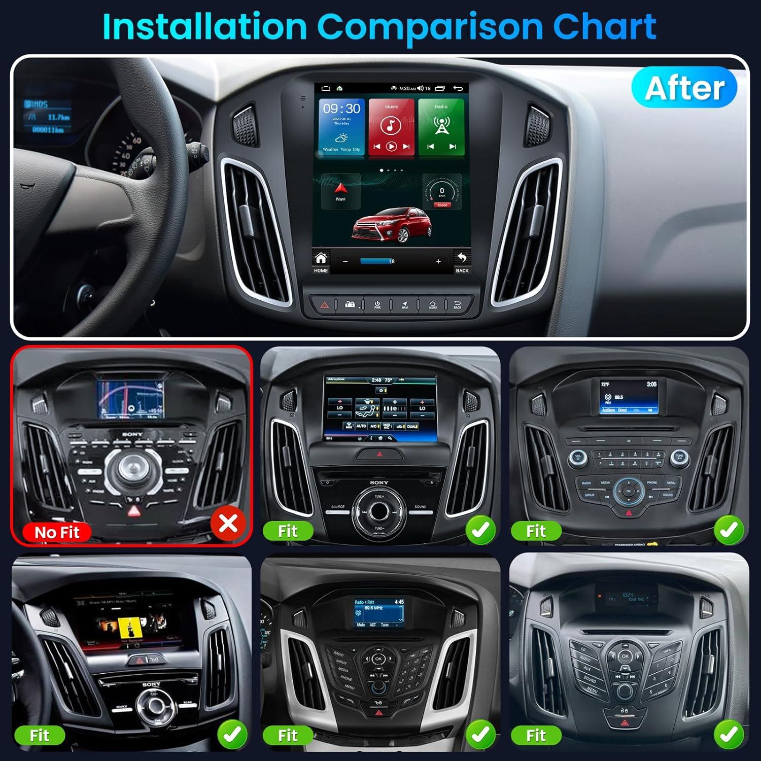 Radio de Coche Jerqry para Ford Focus 2012-2018, 10.4" IPS, CarPlay, Android Auto, Bluetooth 5G, GPS