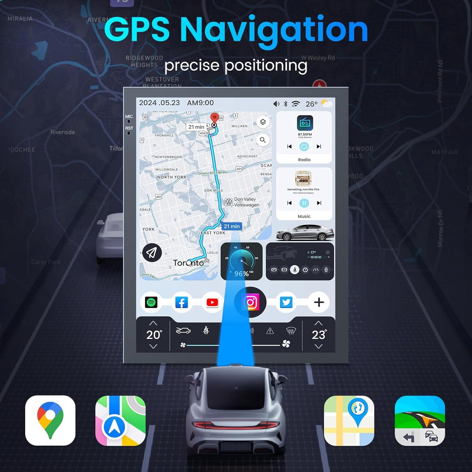 Radio de Coche Jerqry para Ford Focus 2012-2018, 10.4" IPS, CarPlay, Android Auto, Bluetooth 5G, GPS