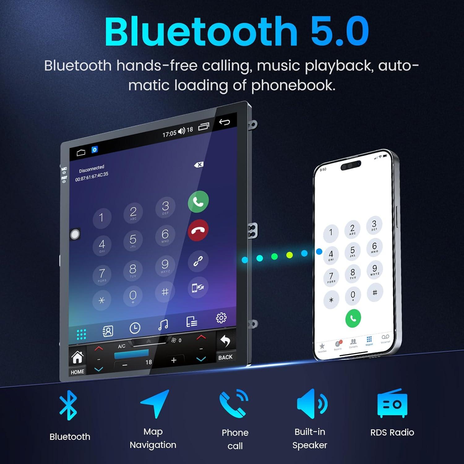 Radio de Coche Jerqry para Ford Focus 2012-2018, 10.4" IPS, CarPlay, Android Auto, Bluetooth 5G, GPS