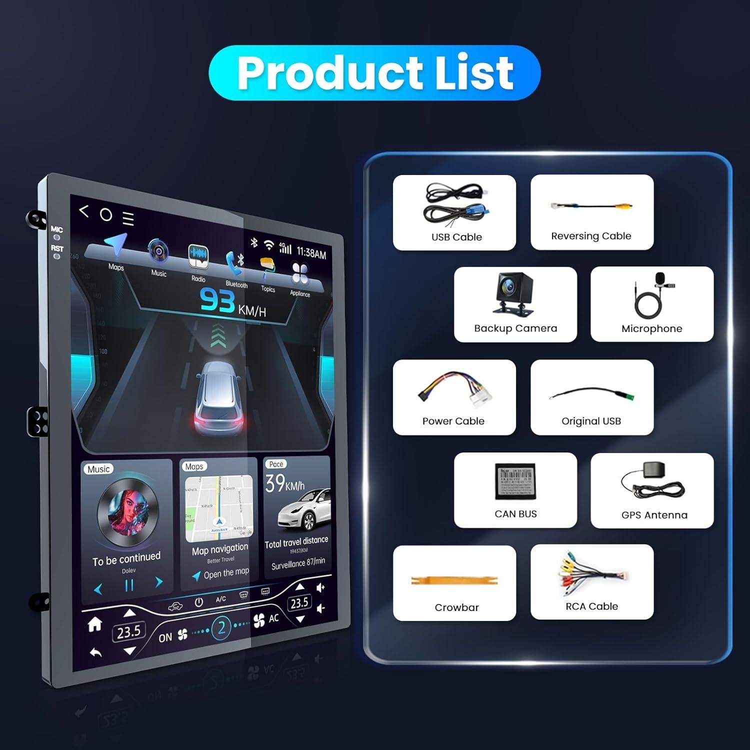 Radio de Coche Jerqry para Ford Focus 2012-2018, 10.4" IPS, CarPlay, Android Auto, Bluetooth 5G, GPS