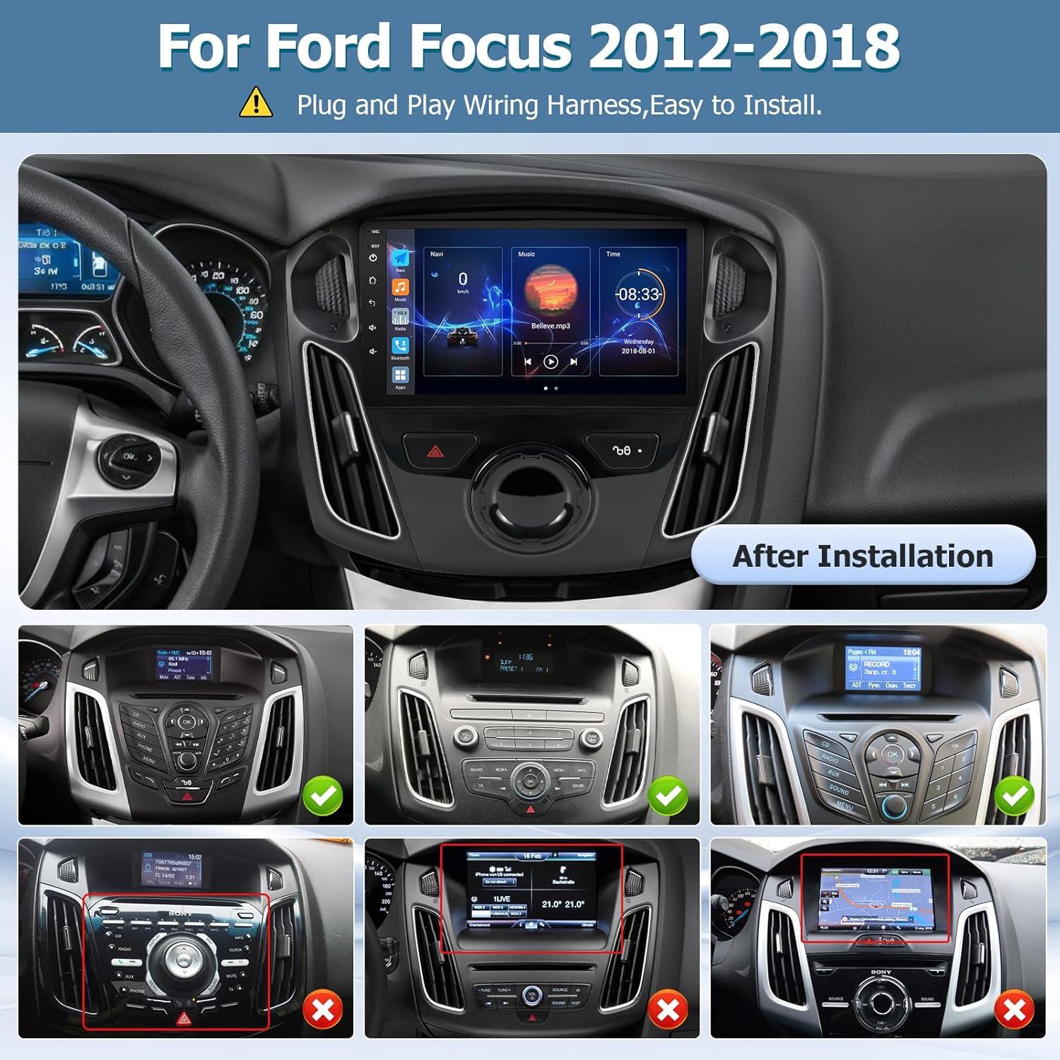 Estéreo de Coche Leadfan para Ford Focus 2012-2018, 9" CarPlay