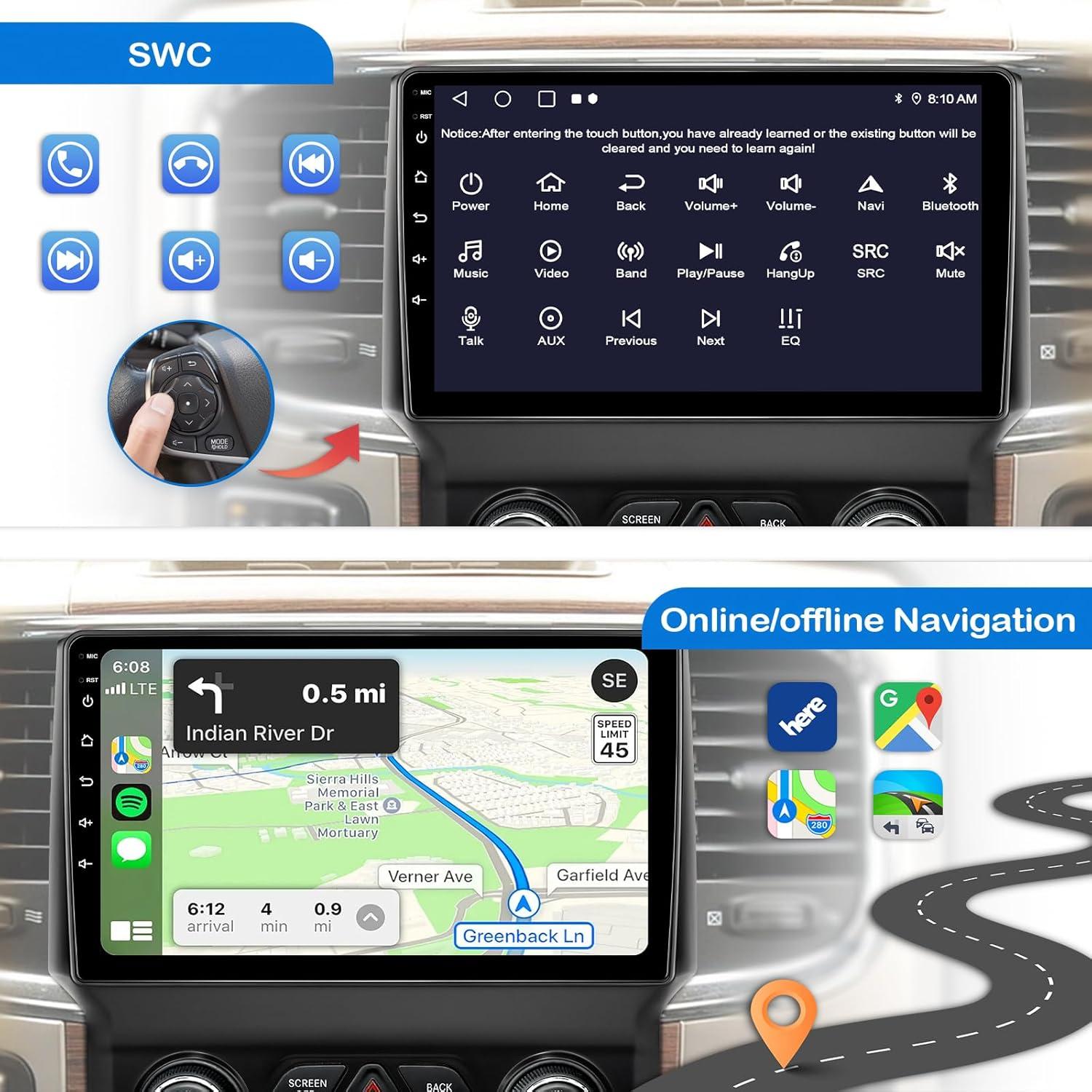 Estéreo de Coche KOBANOICA para Dodge RAM 2013-2018 9" GPS