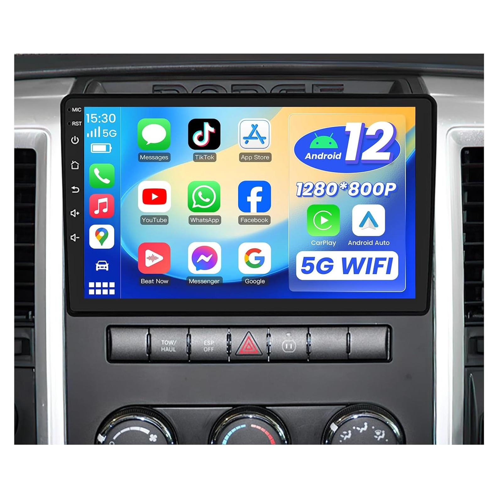 Radio Estéreo de Coche Jerqry para Dodge Ram 1500 2009-2012 10"