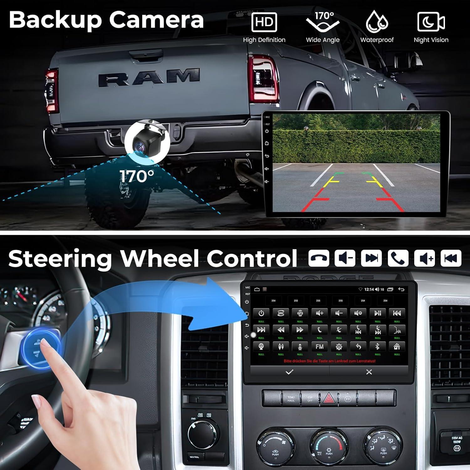 Radio Estéreo de Coche Jerqry para Dodge Ram 1500 2009-2012 10"