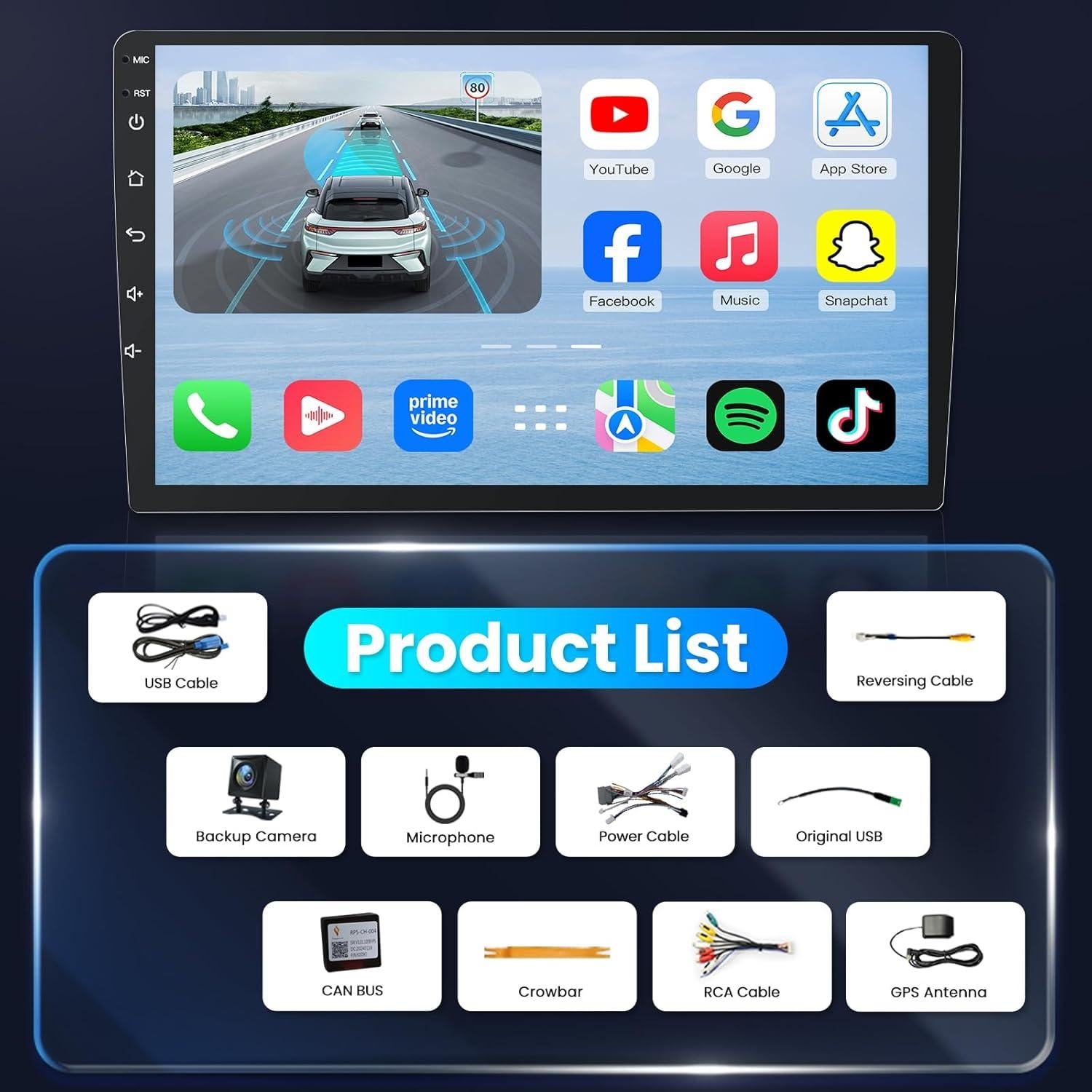 Radio Estéreo de Coche Jerqry para Dodge Ram 1500 2009-2012 10"