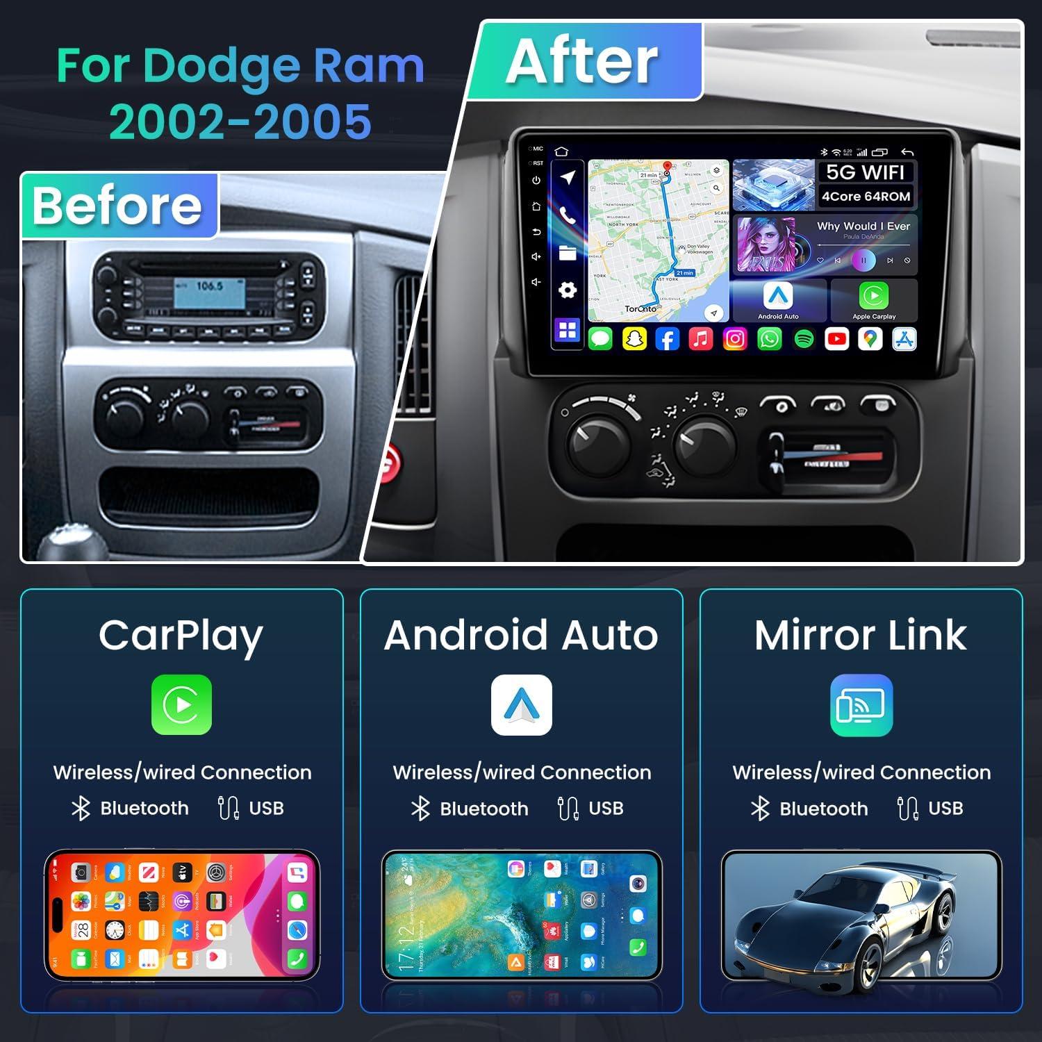 Estéreo de Coche Jingelsye 4Core 2G RAM 64G ROM para Dodge Ram 2002-2005