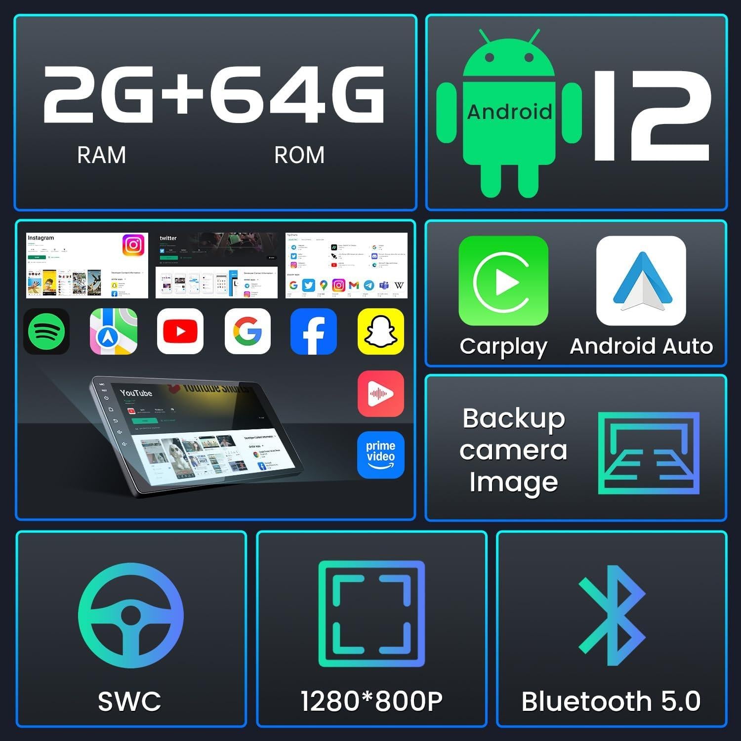 Estéreo de Coche Jingelsye 4Core 2G RAM 64G ROM para Dodge Ram 2002-2005